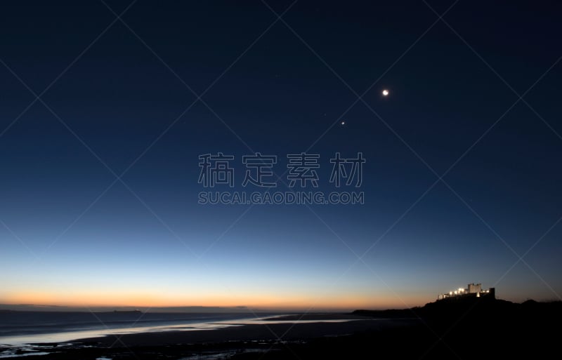 班博城堡,天空,夜晚,诺森伯兰郡,海滩,在上面,班博,木星,法恩群岛,太阳系