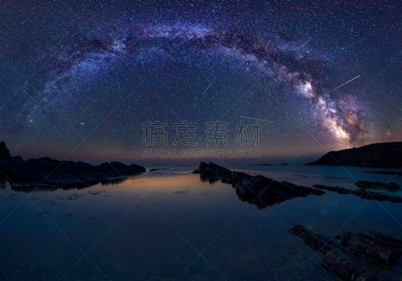 流星群,银河系,流星雨,陨石,黑海,长时间曝光,海洋,星星,岩石海岸线,天空