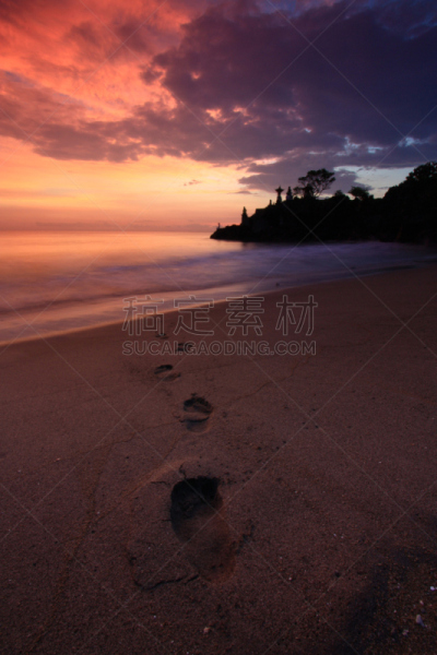 缅因州,台阶,垂直画幅,天空,脚印,地形,无人,圣吉吉海滩,曙暮光,户外