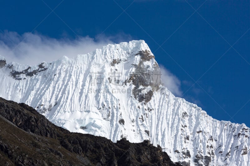 天空,雪,蓝色,科迪勒拉山脉,山顶,秘鲁,南美,印加人文明,水平画幅,无人