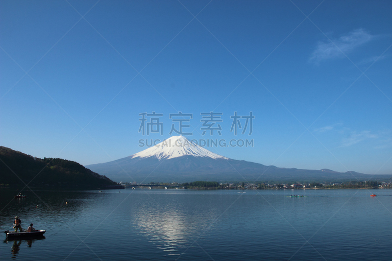 河口湖,富士山,山,拖捞船,山梨县,水,里山,客船,旅行者,湖