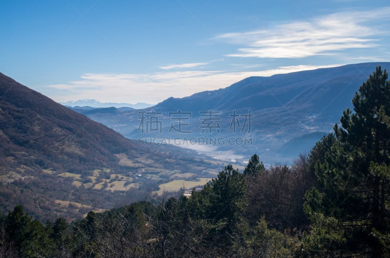 亚平宁山脉,全景,森林,阿布鲁佐国家公园,阿布鲁奇,水平画幅,山,无人,帕纳若玛山庄,户外