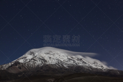 夜晚,钦博腊索山,停泊的,旷野,摩尔人风格,死火山,水平画幅,形状,雪,无人
