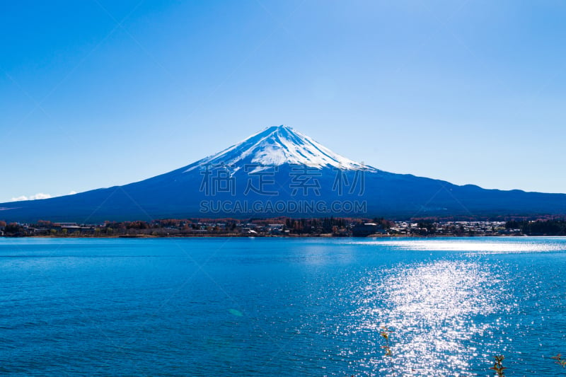 富士山,日本,山,代表,河口湖,富士河口湖,水,水平画幅,秋天,雪