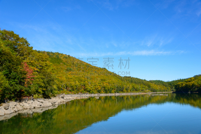 秋天,长野县,日本,苏格兰高地,琵琶湖,池塘,滋贺县,自然,美,山之内町