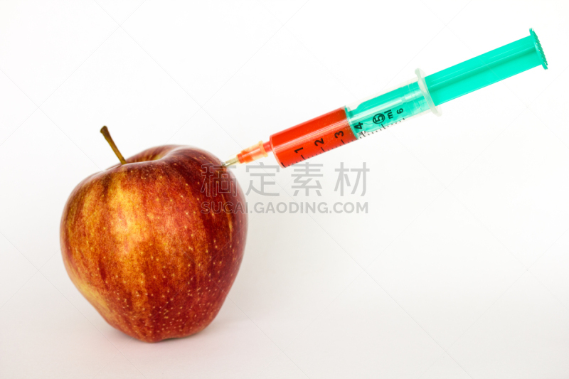 注射器,红色,苹果,白色,分离着色,食品和药物管理局,转基因,生物学,健康保健工作人员,健康保健