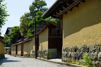 金泽,日本,居住区,城镇景观,北陆地区,旅游目的地,水平画幅,无人,路,古老的