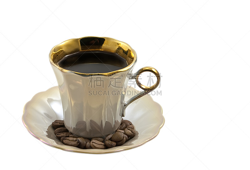 咖啡杯,餐具,烤咖啡豆,褐色,水平画幅,无人,饮料,特写,咖啡,白色