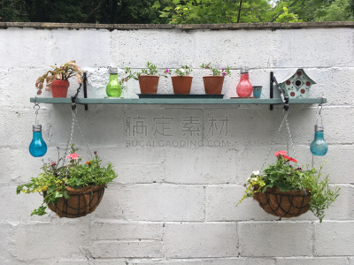 手提篮,小鸟笼,花盆,有围墙花园,盆栽植物,植物,庭院,水平画幅,无人,英国