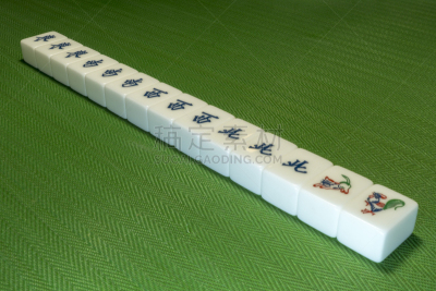 麻将,翘起大拇指,仅一朵花,非凡的,绿色背景,瓦,风险,休闲游戏,热情
