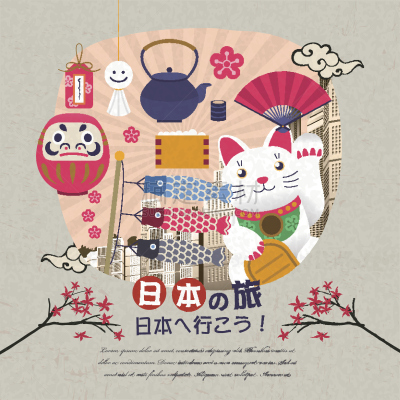 日本,美女,海报,爱德华五世,招财猫,鲤鱼旗,鸟居,木屐,旅行社,护身符