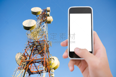 无线电通信塔,智能手机,第三代移动通信,4g,卫星天线,太空视角,天空,水平画幅,电话机,电磁的