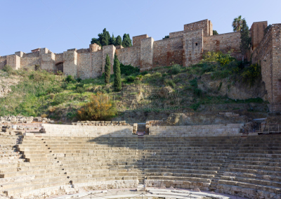 罗马风格,剧院,alcazaba,马拉加省,天空,水平画幅,山,墙,无人,块状