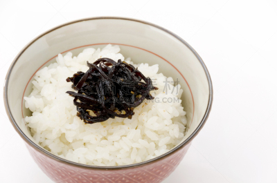 米,日本食品,藻煎煮品,昆布,白色背景,海产,膳食,食品,食品杂货,图像