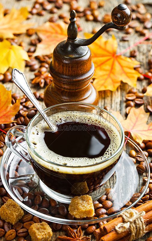 黑咖啡,磨咖啡机,垂直画幅,烤咖啡豆,早餐,秋天,无人,茶碟,饮料,咖啡