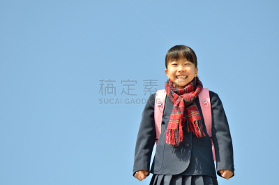 日式书包,粉色,日本人,女孩,留白,幸福,水平画幅,仅日本人,日本,儿童