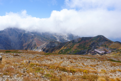 秋天,山脊,山,云,分界线,美因河,白马岳,富山县,飞驒山脉,日本阿尔卑斯山脉