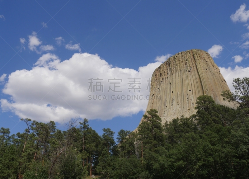 恶魔塔国家纪念碑,怀俄明,著名景点,恶魔,夏天,户外,天空,孤峰群,建筑结构,自然