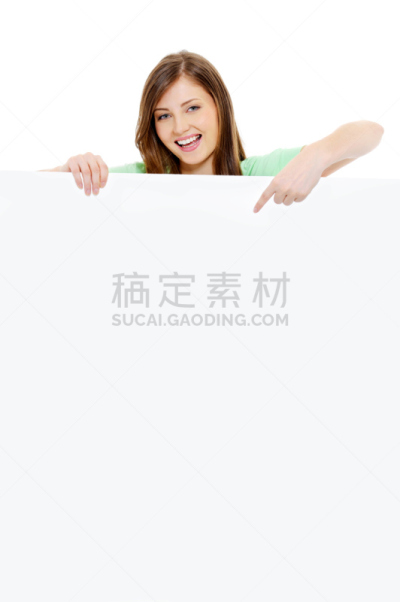 白色,布告栏,空白的,女人,欢乐,垂直画幅,留白,白人,仅成年人,空的