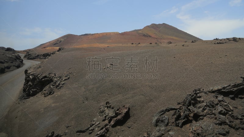 timanfaya national park,兰萨罗特岛,玄武岩,火山,水平画幅,无人,火山地形,路,大西洋群岛,户外