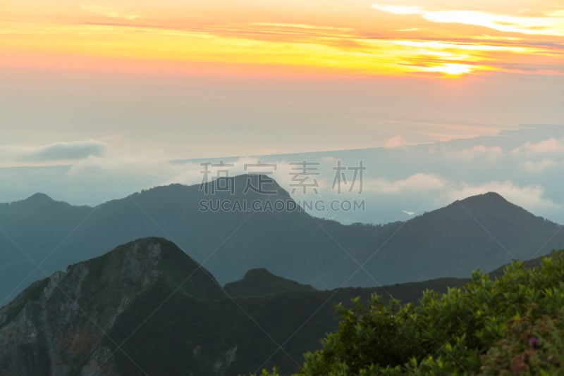 风景,黎明,山,daisen,日本,鸟取,活力,运动,云,本州岛中国地区