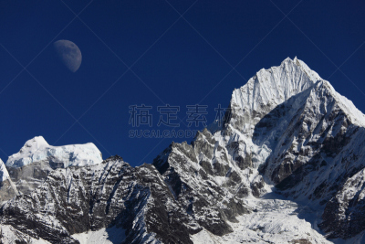 山,旅游目的地,水平画幅,坤布,无人,喜马拉雅山脉,户外,丹母瑟库峰,徒步旅行,亚洲