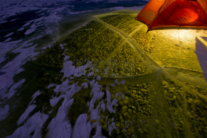 夜晚,冰,商业活动,旅行者,新月形,水,天空,水平画幅,山,月亮