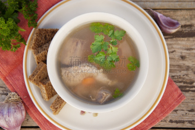 蔬菜,肉汤,乡村风格,牛肉,木制,碗,桌子,白色,顶部