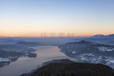 冬天,呕吐物,寒冷,水平画幅,地形,无人,户外,karavanke range,尔特湖,太阳