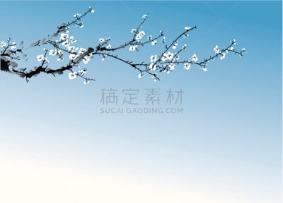 腊梅,水彩颜料,梅花,李树,绘画插图,天空,樱花,雪,无人,墨水