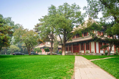 校园,建筑外部,传统,水平画幅,无人,草坪,户外,草,亭台楼阁,园艺展览