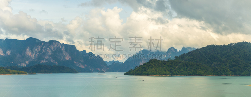 全景,湖,山,背景,网线插头,云,喀斯特,自然,水,天空