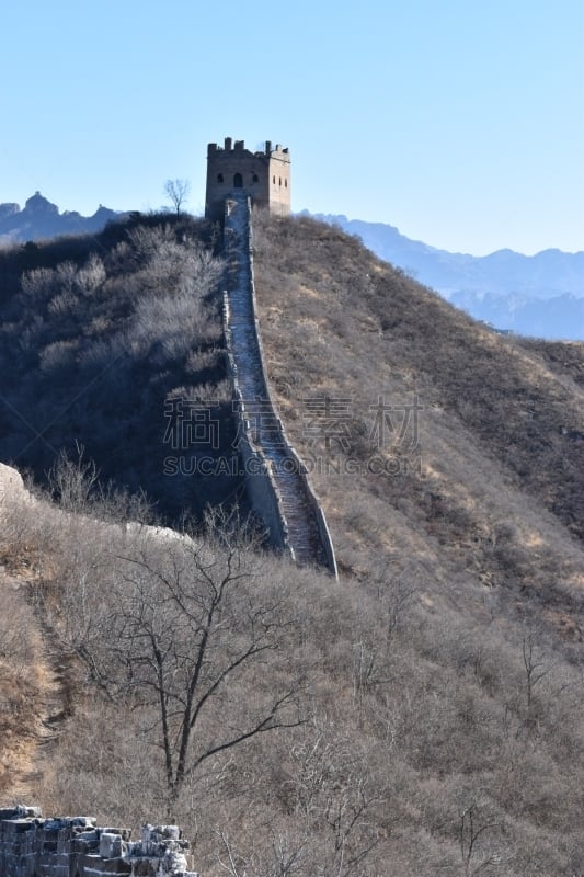 风景,冬天,北京市,寒冷,司马台,北京,世界遗产,长的,小路,户外