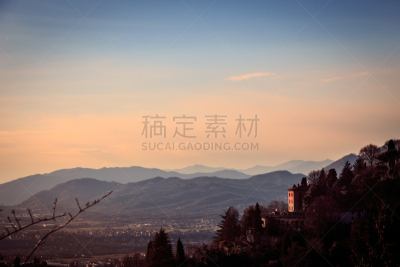 贝加莫,色彩鲜艳,阿尔塔,卢扎钟楼,伦巴第大区, 米兰,顶部,纪念碑,美