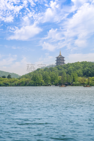 杭州,风景,俄亥俄河,西湖,垂直画幅,水,天空,夏天,光,湖