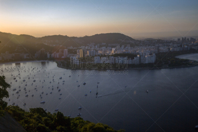 里约热内卢,夜晚,海滩,巴西,甜面包山,瓜纳巴拉湾,都市风景,居住区,看风景