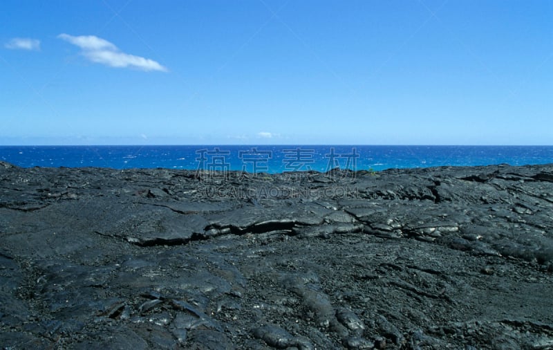 水,天空,熔岩,普乌欧火山口,渣块熔岩,留白,公园,水平画幅,无人,火山地形