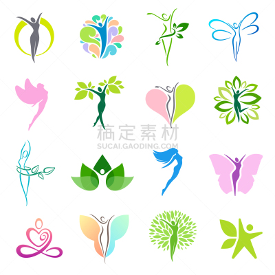 运动,矢量,计算机图标,绘画插图,spa美容,健康,模板,女人,蜻蜓