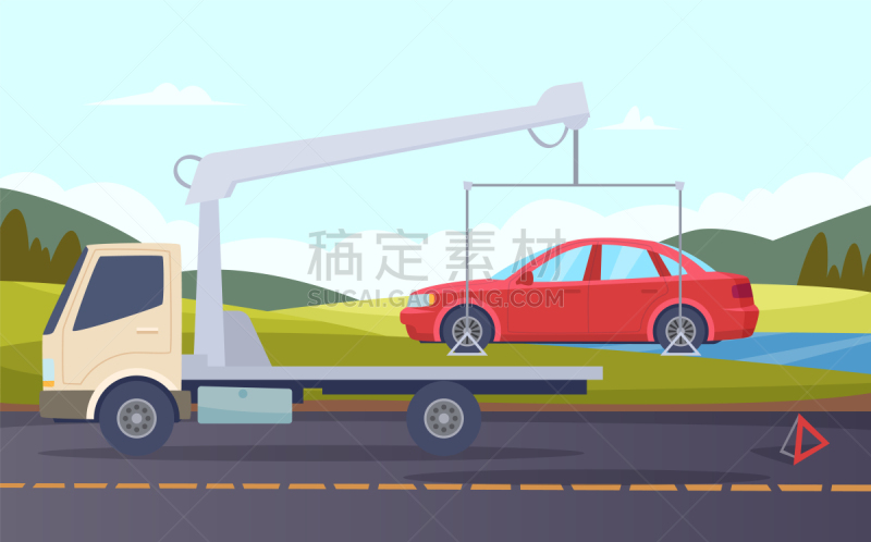 汽车,坏掉的,拖运卡车,背景,卡通,损坏的,矢量,碰撞,撤退