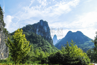 喀斯特,山脉,风景,法明顿山,桂林山水,天空,水平画幅,高视角,林区,岩层