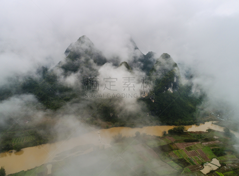 云景,山,农场,航拍视角,在上面,阳朔县,桂林山水,兴平,阳朔,桂林