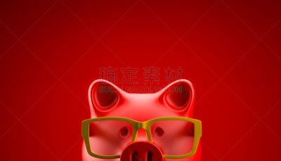 小猪扑满,智慧,一个物体,背景分离,彩色背景,帐单,红色背景,简单,猪,商业金融和工业