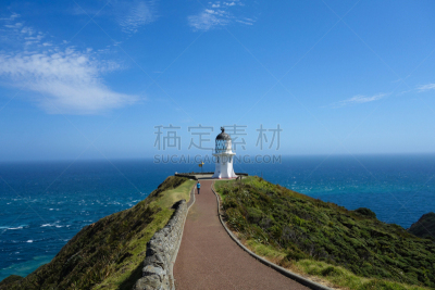 cape reinga,新西兰,仅一个女孩,女强人,一个人,仅儿童,海岸线,儿童,小路,波浪