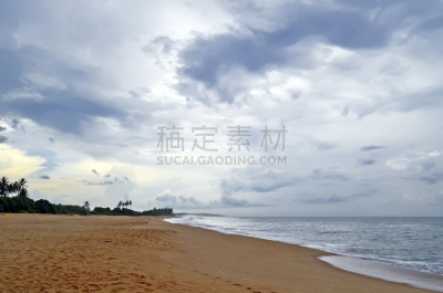 坦加勒,海滩,天空,水平画幅,云,沙子,无人,椰子树,户外,云景