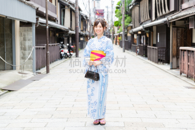 京都府,和服,青年人,女人,衣服,木屐,日本式短袜,便装和服,京都市,城镇景观
