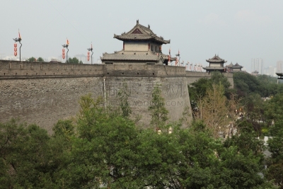 西安,巨人拱门,陕西省,了望塔,旅游目的地,水平画幅,墙,无人,要塞,国际著名景点