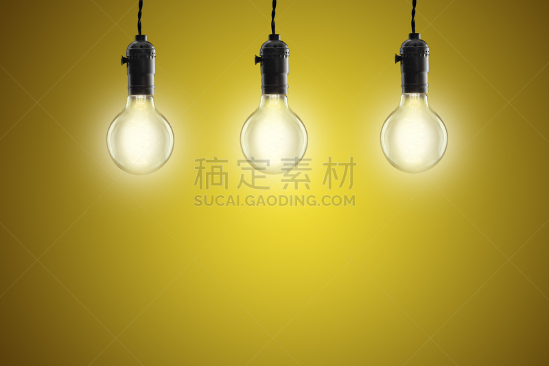 想法,电灯泡,概念,黄色背景,爱迪生,白炽灯泡,热,一个物体,照明设备,灵感