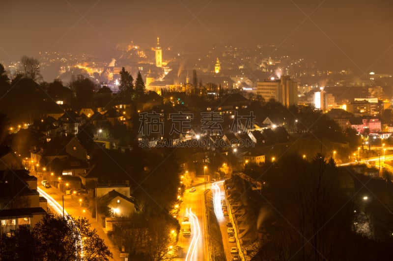 夜晚,锡根,德国,城市,北莱茵威斯特法伦州,水平画幅,无人,户外,冬天,城镇