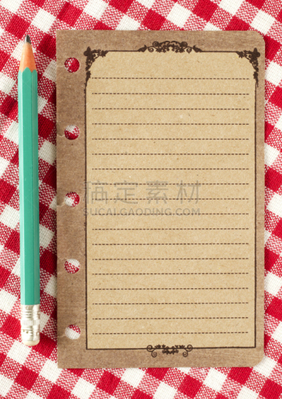 过时的,铅笔,红色,纸,野餐桌,格记录纸,纹理效果,一个物体,背景分离,纺织品