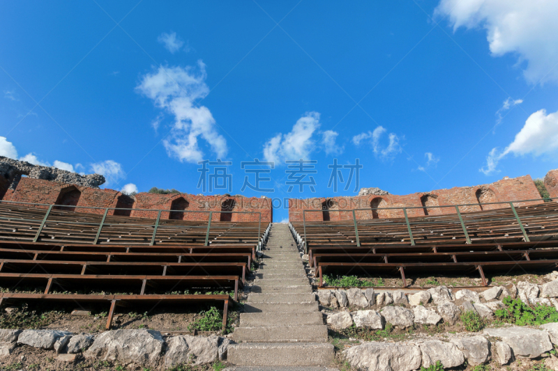 stairs and seats in greek theater in Taormina